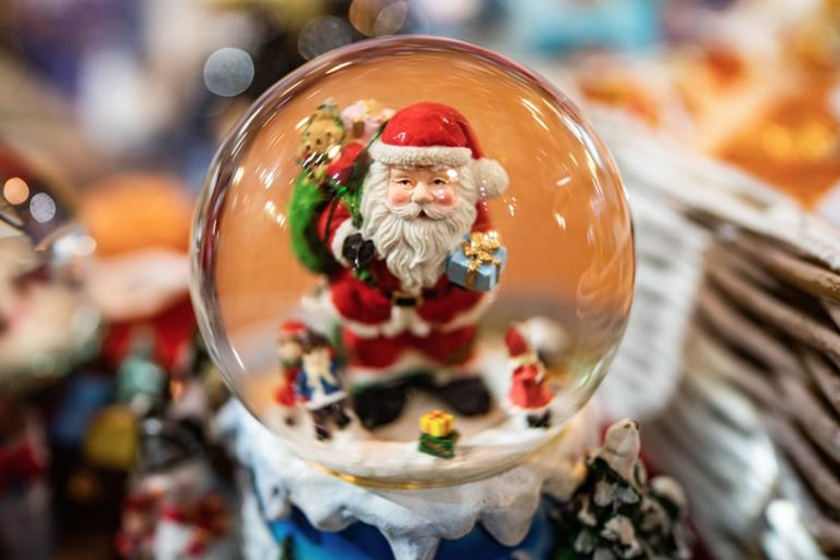 Globe featuring Santa
