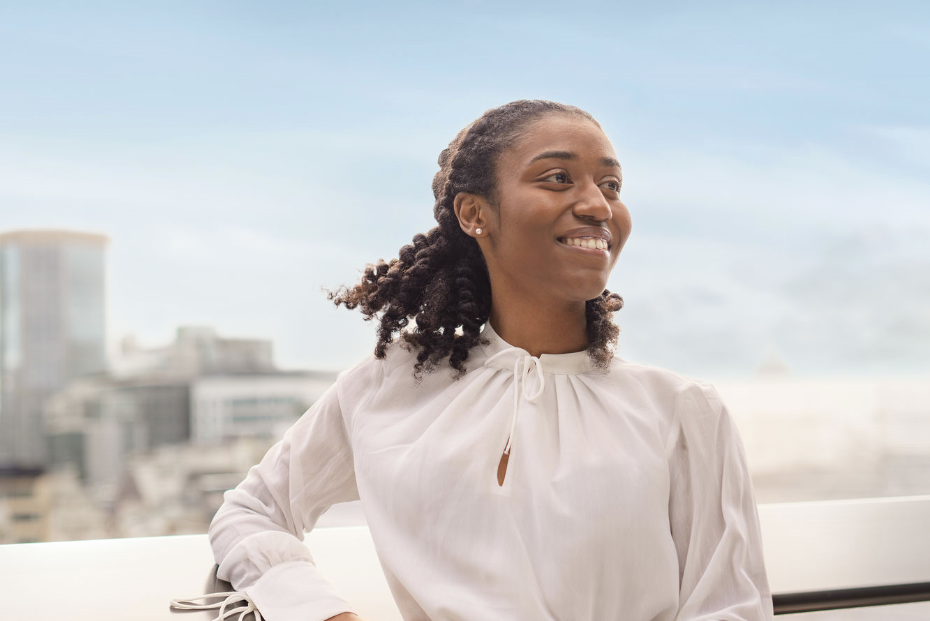 Woman in seeing city view