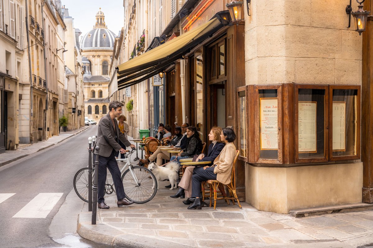 man on bike cafe