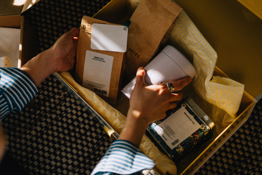 woman unpacking delivery box